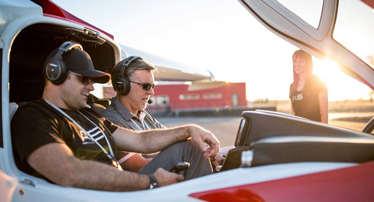 Pilot and his instructor getting ready to fly at a local flight school.