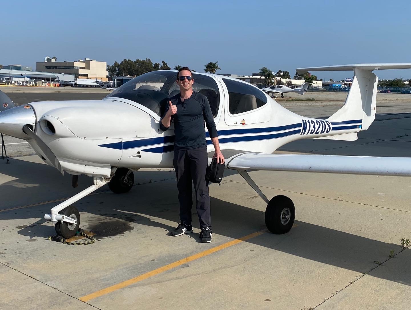 The author in front of his training airplane, having just received his private pilot license